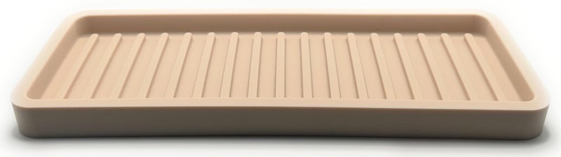 Happitasa Silicone Kitchen Sink Organizer Tray  Sponge Holder and Countertop Protector | Bathroom and Kitchen Soap Dish and Dispenser Tray (Sand Dollar  10""x5.25"") - Image 1